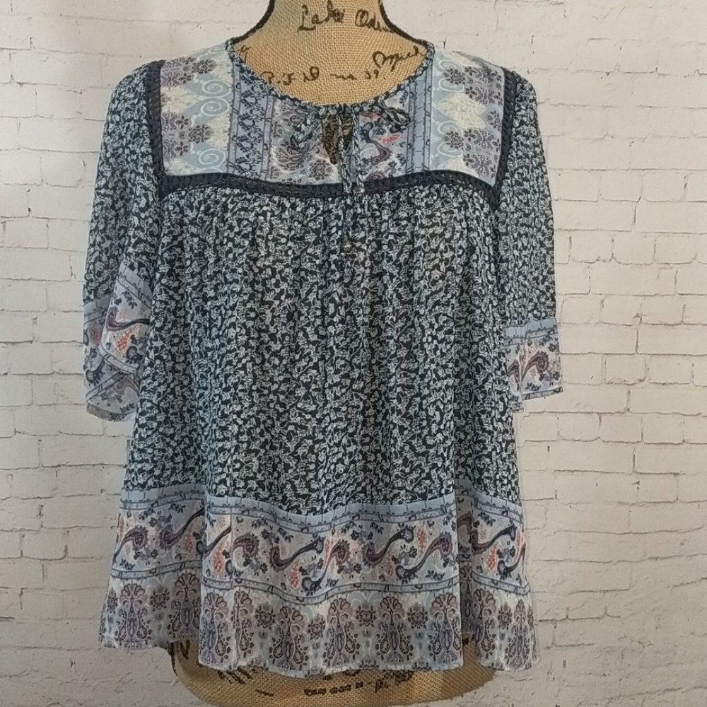 KNOX ROSE Boho Floral Blouse
